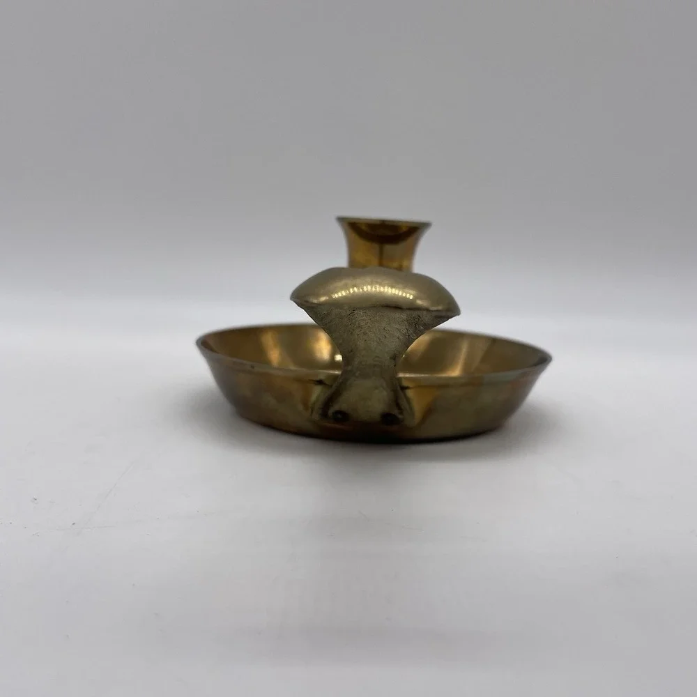Vintage Solid Brass Frying Pan Drip Pan Candle‎ Holder Made In India